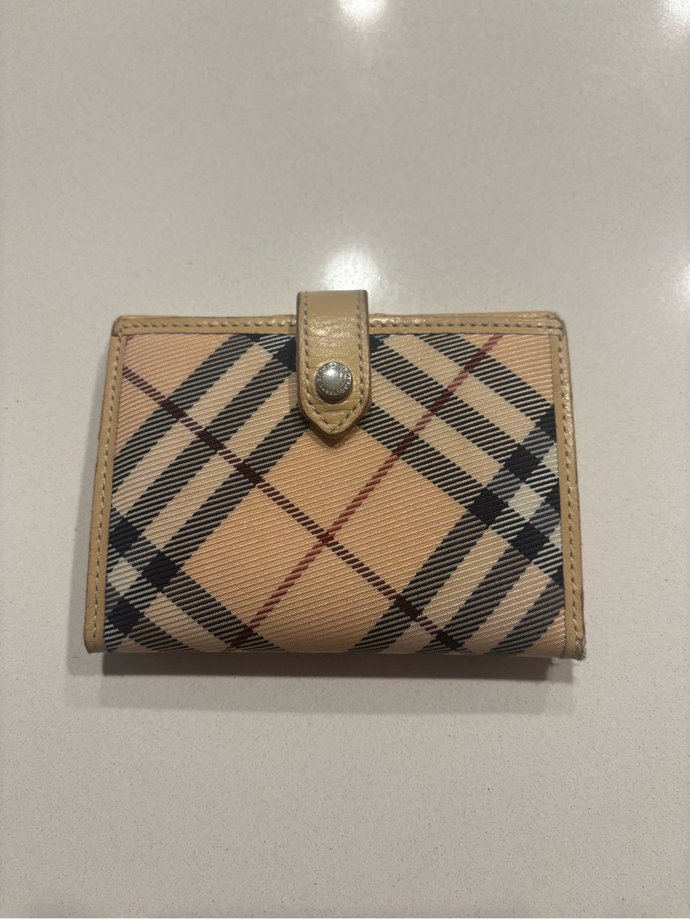 Burberry Blue Label Plaid Snap Small Wallet Card Holder - Beige